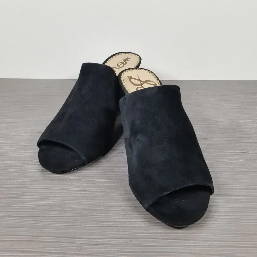 Sam Edelman Rheta Suede Slide Sandals, Black Suede, Womens Size 7 M / 37 - Picture 4 of 12